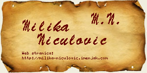 Milika Niculović vizit kartica